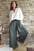 Basso Shirring Wide Leg Pant Deep Moss